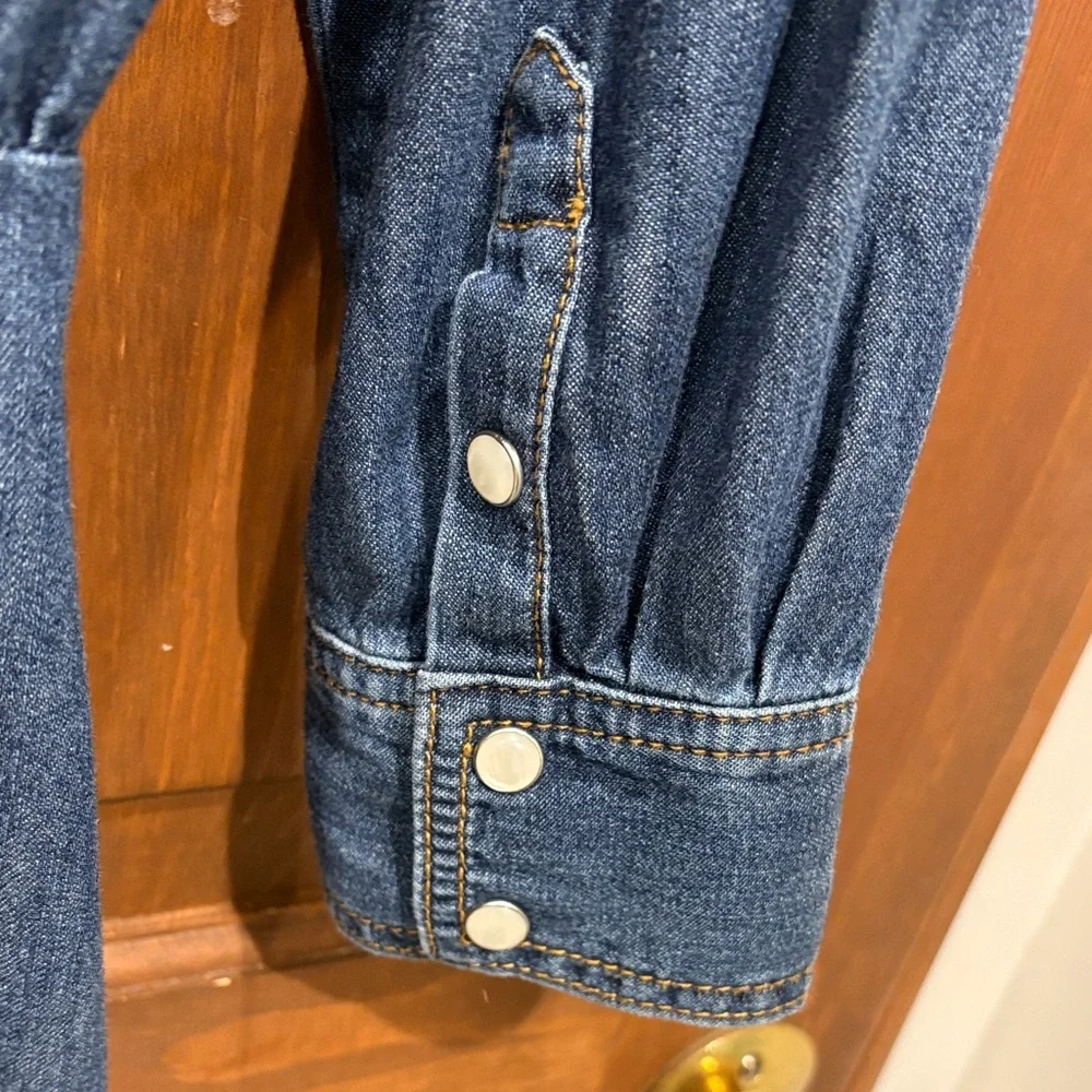 NWOT Veronica Beard Keston Casual Dark Blue Denim Shirt Dress 10 / 8 - Picture 9 of 13